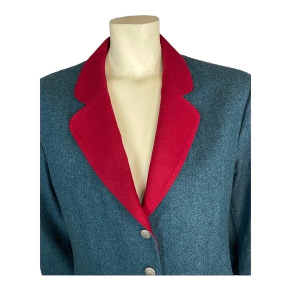 Vintage Miss Pendleton 100% Virgin Wool Blazer W/ Red collar & lining size 16 - Picture 4 of 13